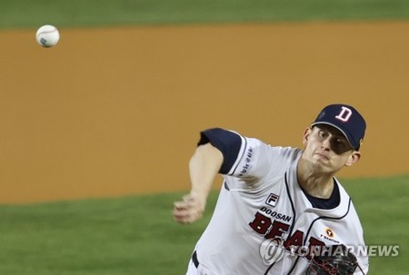 American right-hander overpowering in KBO postseason debut