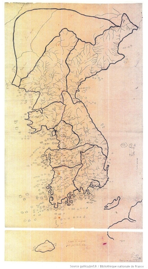 프랑스 국립도서관 소장 김대건신부 조선전도 3점 중 1점만 원본
