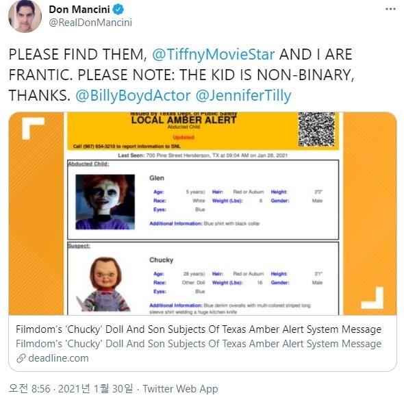 "유괴범 처키를 공개수배합니다?" 미국 실종아동 오류로 발칵