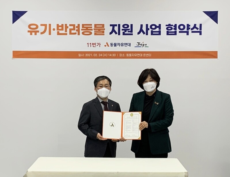 11번가, '유기동물 돕기' 나선다…동물자유연대에 기부