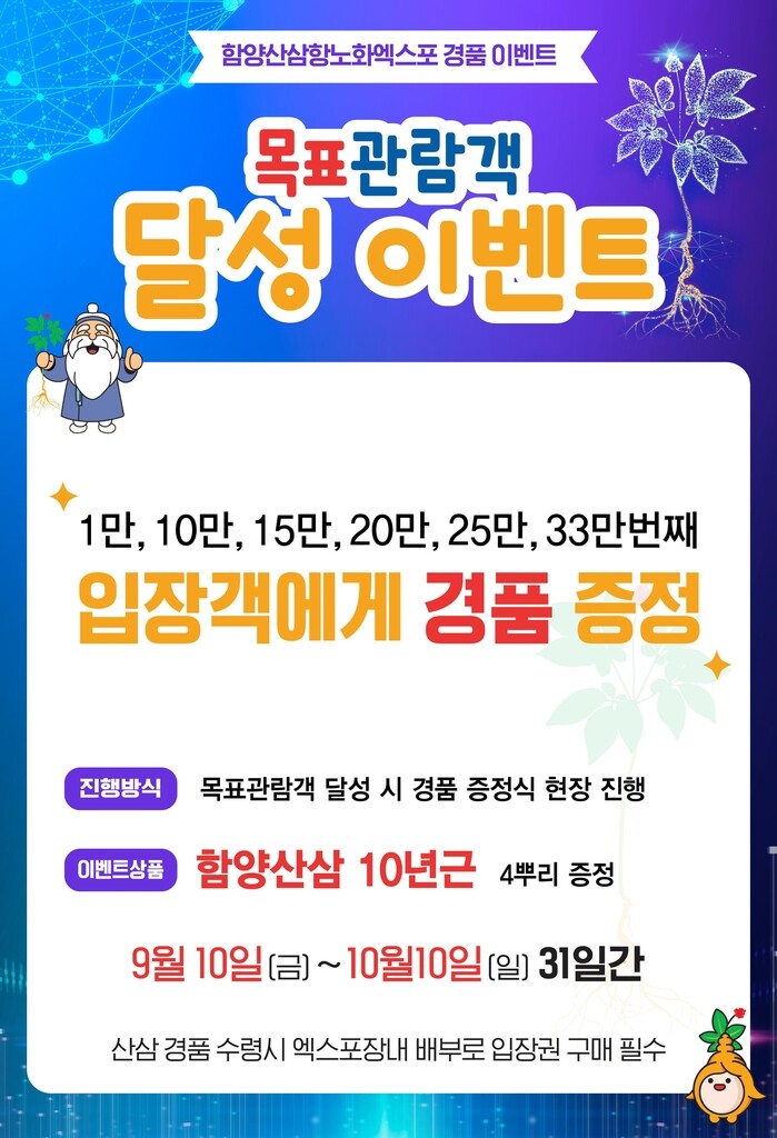 [경남소식] '산삼 6천뿌리 푼다'…함양산삼항노화엑스포 경품 이벤트