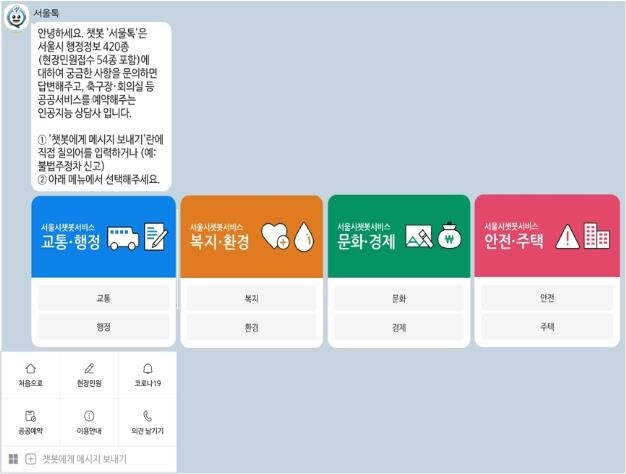 서울시, 챗봇 '서울톡' 민원 접수 대상 54종으로 확대