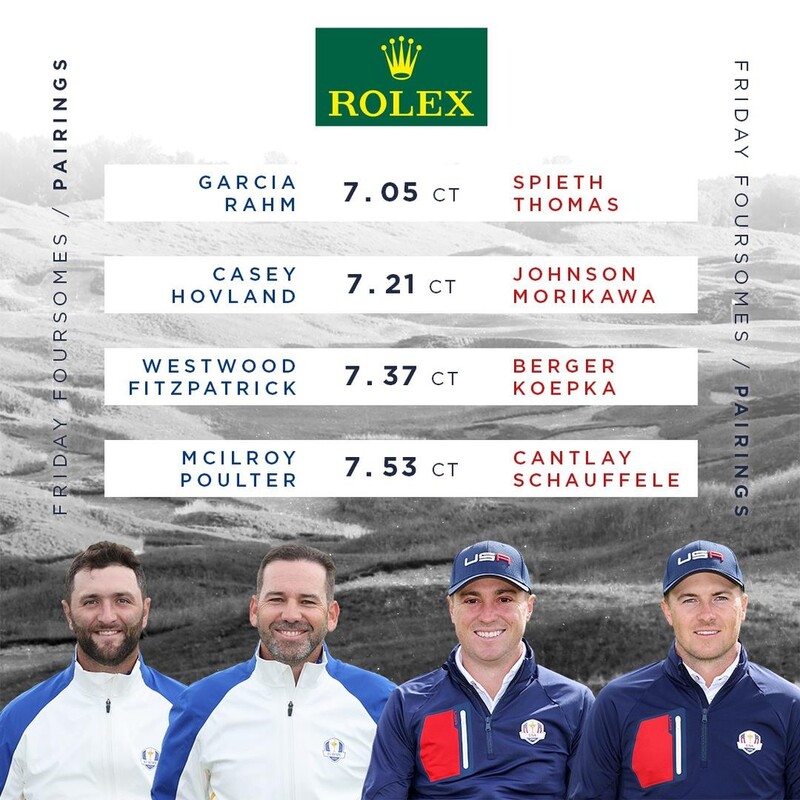 람·가르시아 vs 토머스·스피스, 라이더컵 첫날 포섬 대결