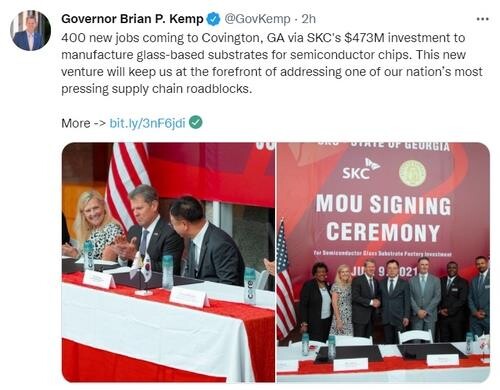 U.S. state of Georgia hails SKC's substrate plant investment
