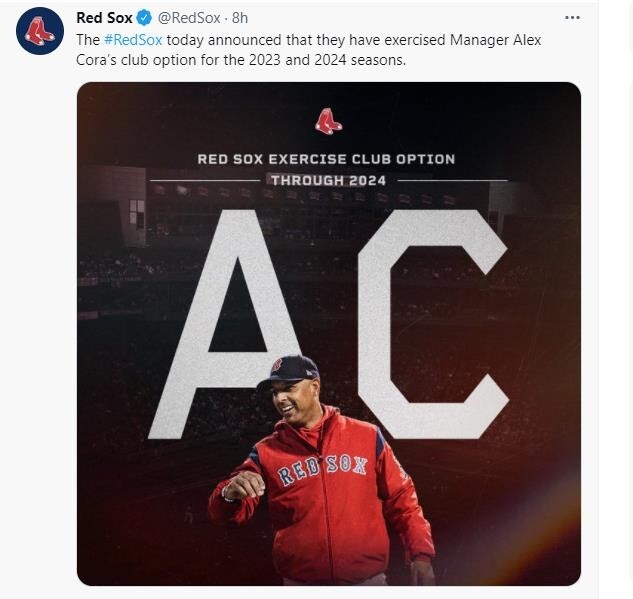 코라 감독, 2023·2024년에도 MLB 보스턴 지휘