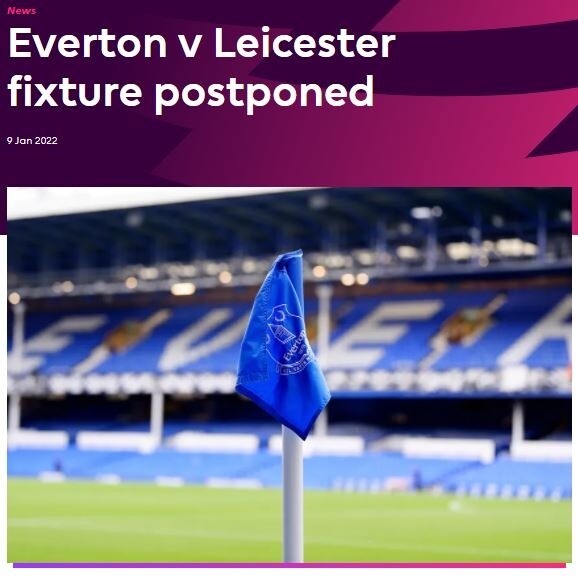 EPL 에버턴-레스터시티 11일 경기, 코로나19 여파로 연기