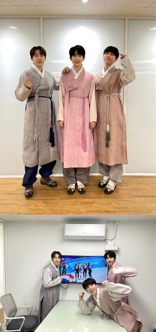 U-Kiss wears hanbok and watches Beijing 2022 Olympics