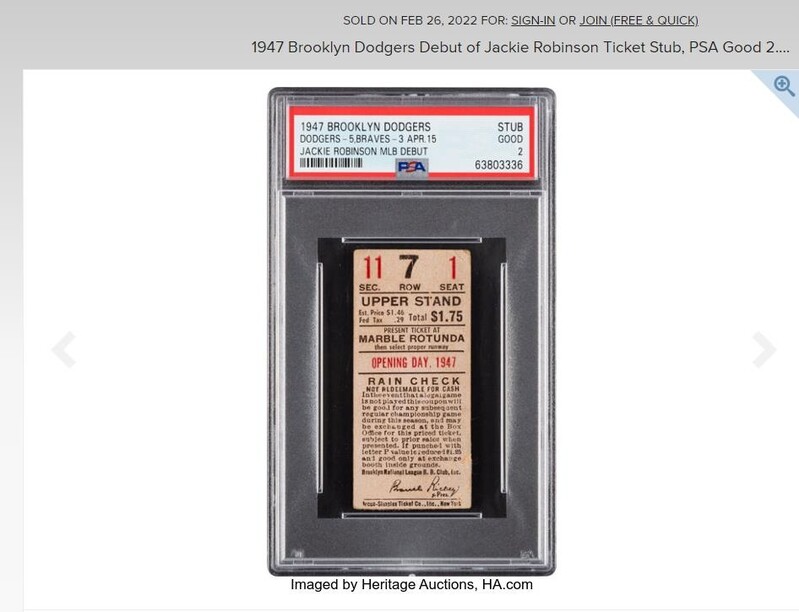 로빈슨 데뷔전 티켓 반쪽과 조던 데뷔전 티켓이 '5억원 이상'