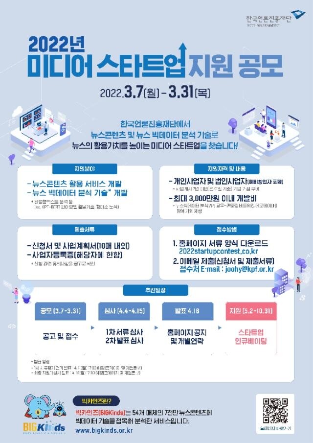 언론재단, '2022 미디어 스타트업 지원사업' 공모