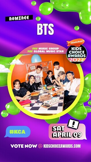 BTS nominated for 2 categories in Nickelodeon Kids’ Choice Awards