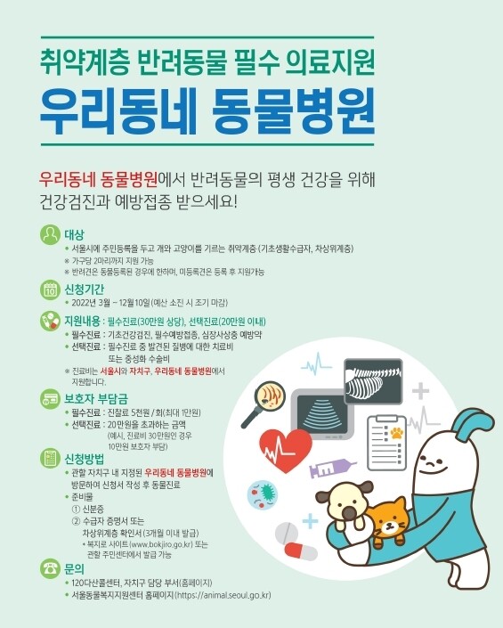 강북구, 취약계층 반려동물 의료비 지원