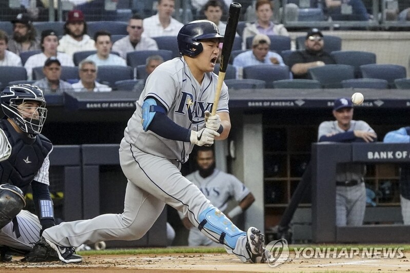 Hitting streak snapped at 13 games for Rays' Choi Ji-man