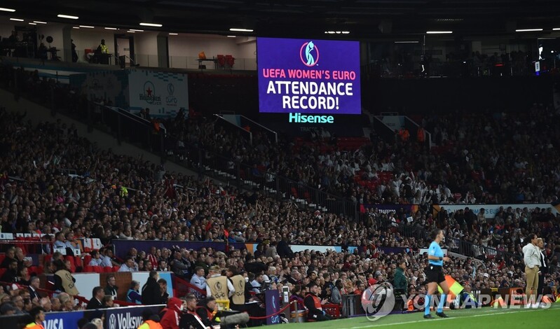 여자 유로 개막전서 대회 최다 관중 신기록…6만8천871명