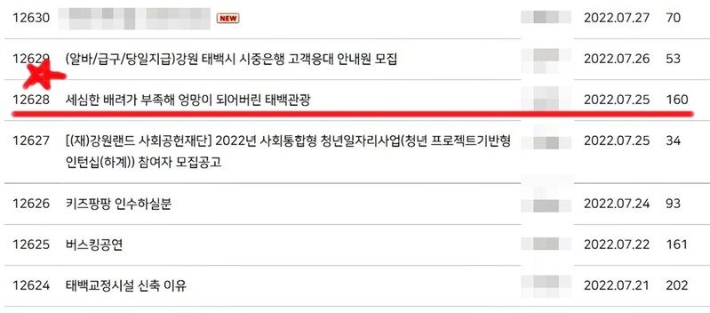 휴관 몰라 4시간 허비했다는데…태백시는 '묵묵부답'