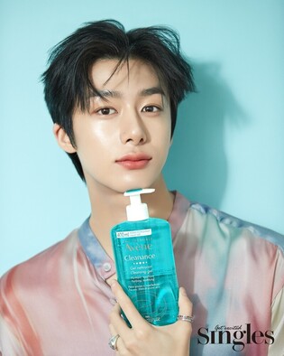 Photos of Hyungwon during photo shoot for Avene with magazine Singles