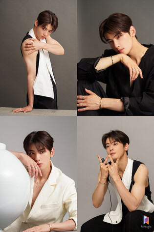 Behind-the-scene cuts of Cha Eun-woo for magazine photoshoot with jewelry brand drops