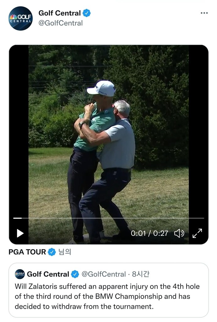 'PO 1차전 우승' 잴러토리스 허리부상…PGA투어 PO 2차전 기권