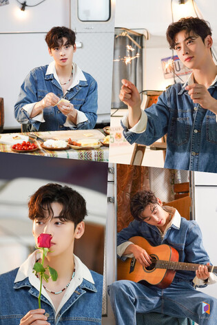 Behind cut of Cha Eun-woo during poster shooting for '2022 Just One 10 Minute <Starry Caravan>'