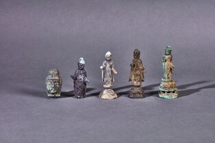 Gilt-bronze Buddha from unified Silla dynasty excavated from historic site of Buddhist temple in Gangmyeong-ri