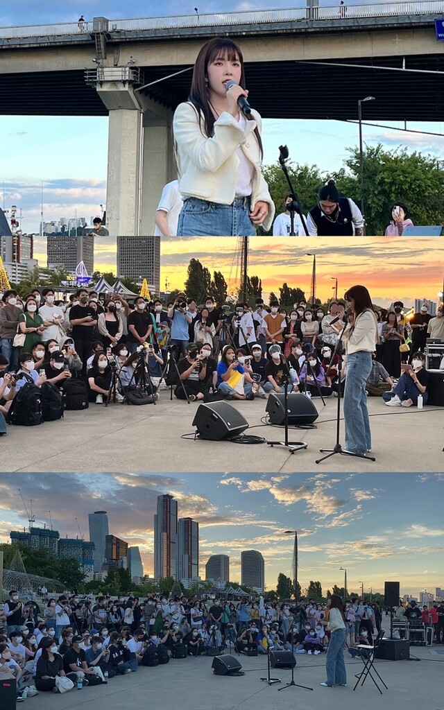 가수 김나영, 데뷔 10주년 맞아 서울 도심서 버스킹