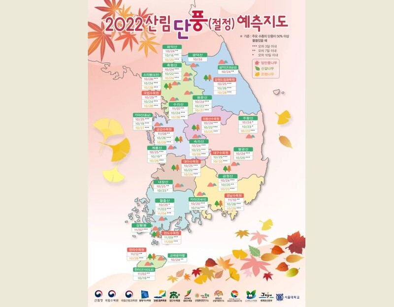 산림청 "전국 평균 단풍 절정 예상일은 10월 26일"