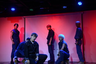 Performance photos of K-pop boy group ABLUE during debut media showcase