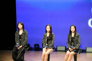 Photos of QueenzEye during debut media showcase for first single album 'Queenz Table'