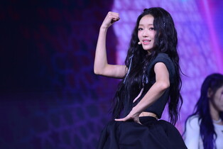 Performance photo of YooA during media showcase for second mini album 'selfish'