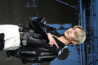 Boy group Drippin during photo time at media showcase for album 'Villain : The End' 2/2