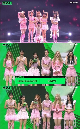 Photos of girl group STAYC during 2022 MMA