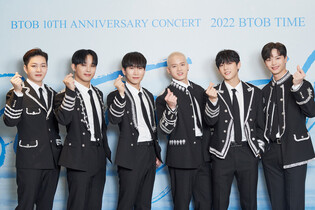 Group photos of BTOB during press conference for '2022 BTOB TIME Be Together' concert