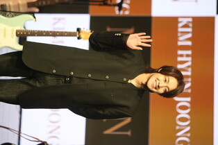 Photos of Kim Hyun-joong during media showcase of 3rd full-length album 'MY SUN'