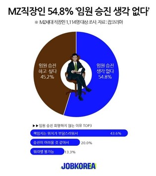 MZ 직장인 절반 이상 "임원 승진 생각없다"