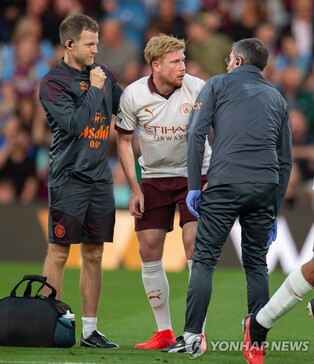 더브라위너, 햄스트링 부상으로 4개월 결장…시름 커진 맨시티