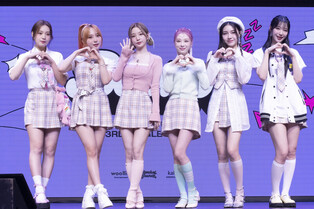 Individual and group photos of Rocket Punch during media showcase of third single album 'Boom'