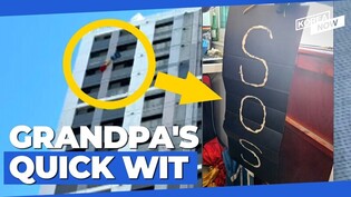 Quick-witted SOS sign saves 70-something man trapped on highrise veranda