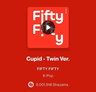 Fifty Fifty's 'CUPID' reaches 50 mln streams on Shazams