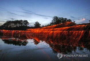 불꽃이 꽃잎처럼 흩날린다…무주서 8일까지 낙화놀이 축제