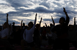 Yoga on bridge