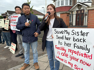 N. Korean defector's protest in London