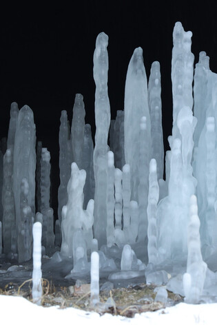 Icicles form on ground