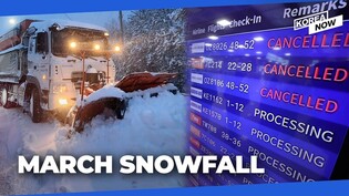 Unusually heavy snowfall in March stops multiple ferries and flights