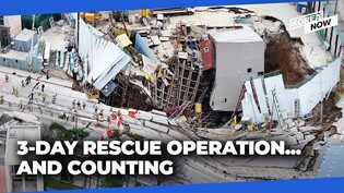 Search for worker trapped underground after subway construction collapse