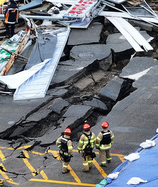 Collapsed subway construction site