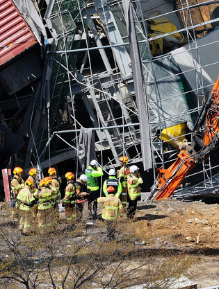 Rescue efforts continue at collapsed subway construction site