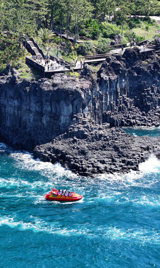 View of columnar joints on Jeju Island