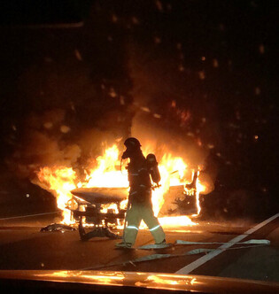 Car accident resulting from avoiding water deer