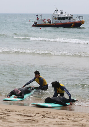 Rescue drill to save swimmers off bathing beach
