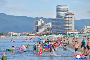 Swimming at beach in N. Korea's Wonsan-Kalma tourist area