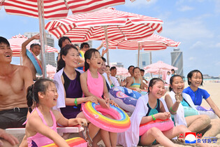 Swimming at beach in N. Korea's Wonsan-Kalma tourist area